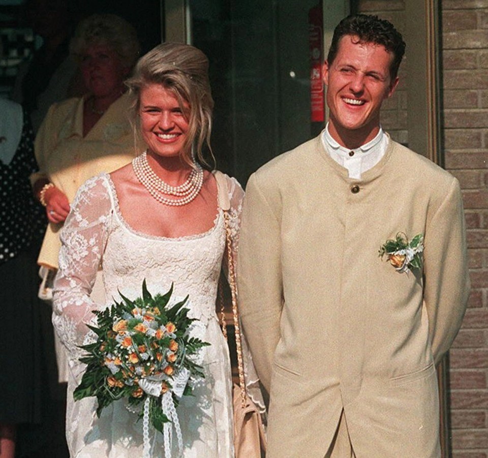 The couple wed during Schumacher's second world championship winning season in 1995