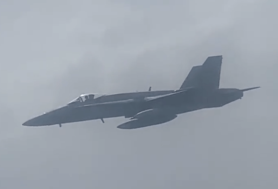 The pilot can be seen behind the controls of the Spanish warplane