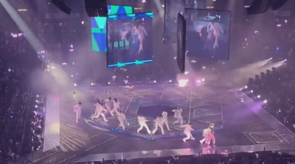 The boy band Mirror and dancers were on stage at the Hong Kong Coliseum