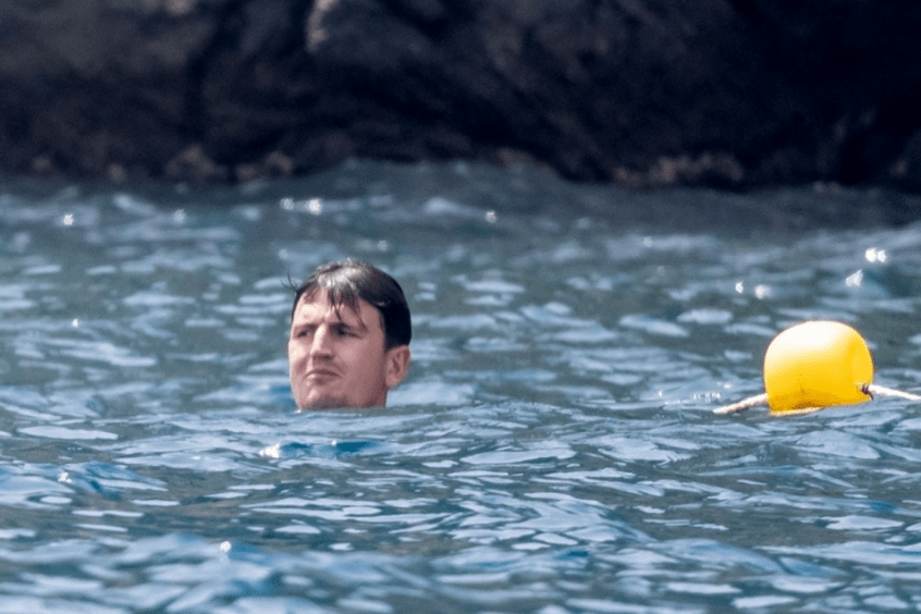 Maguire enjoys a little swim