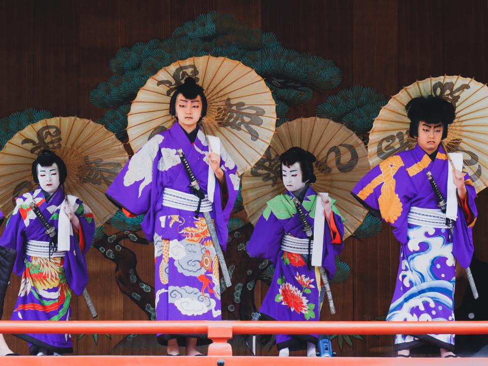 Children taking part in a Kabuki show in Japan