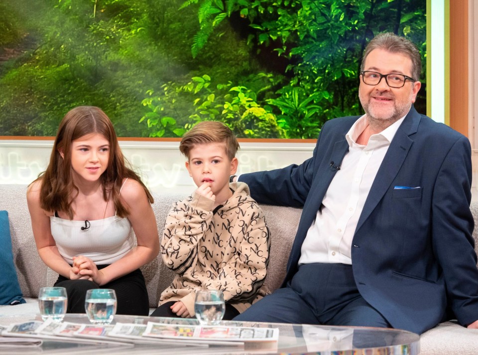 Derek with children Darcey and Billy in 2019