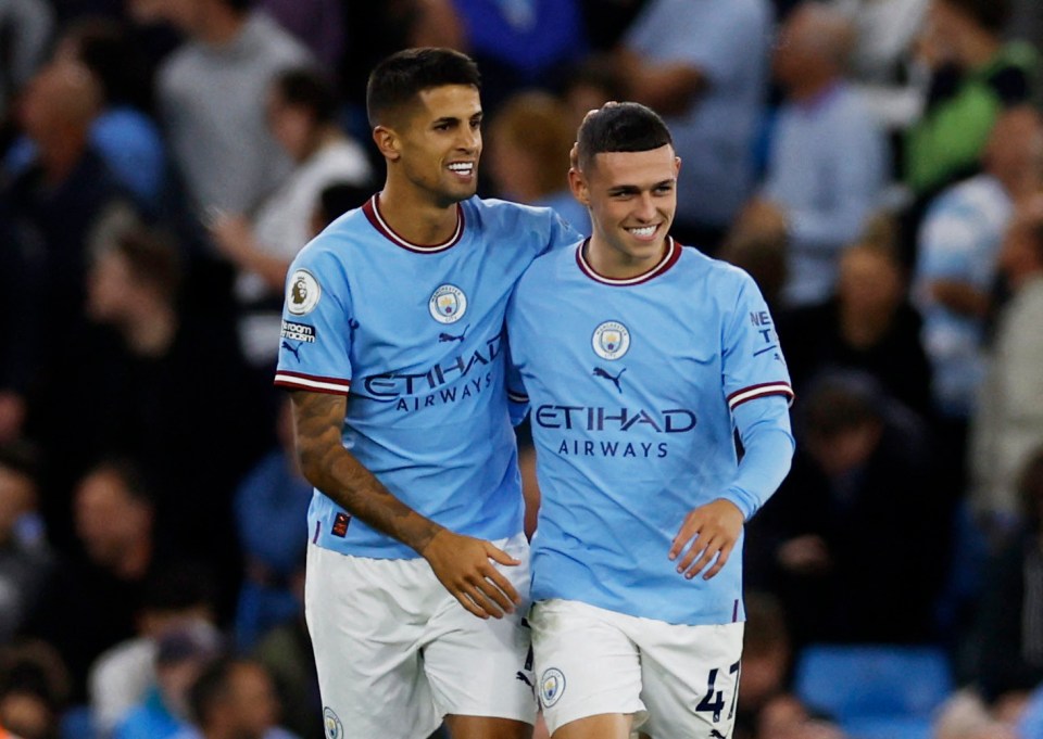 Joao Cancelo was also on target as City ran riot