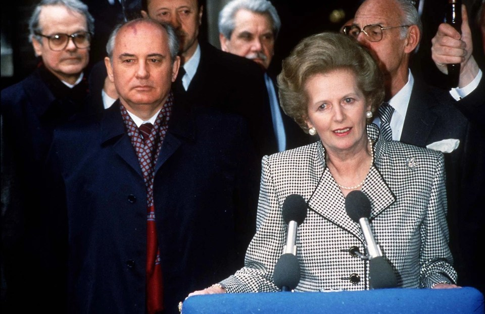 Mr Gorbachev and then Prime Minister Margaret Thatcher outside Downing Street in 1989