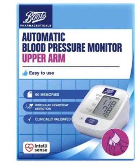 Keep track of your blood pressure by investing in an at-home kit, like the Boots Automatic Blood Pressure Monitor