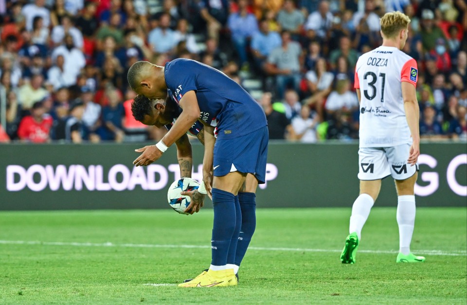 Kylian Mbappe and Neymar argued over a penalty during PSG's 5-2 win against Montpellier