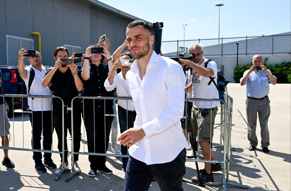 Kostic arrived for his Juventus medical on Thursday