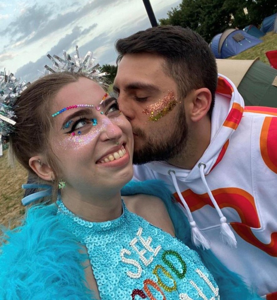 Sophie with her incredibly supportive boyfriend Alex, 24, at a festival this summer