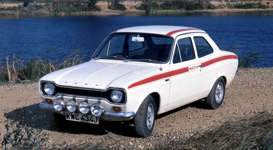 Escort 1968-98 sold 4.1million models – pictured the 1970 Escort Mexico