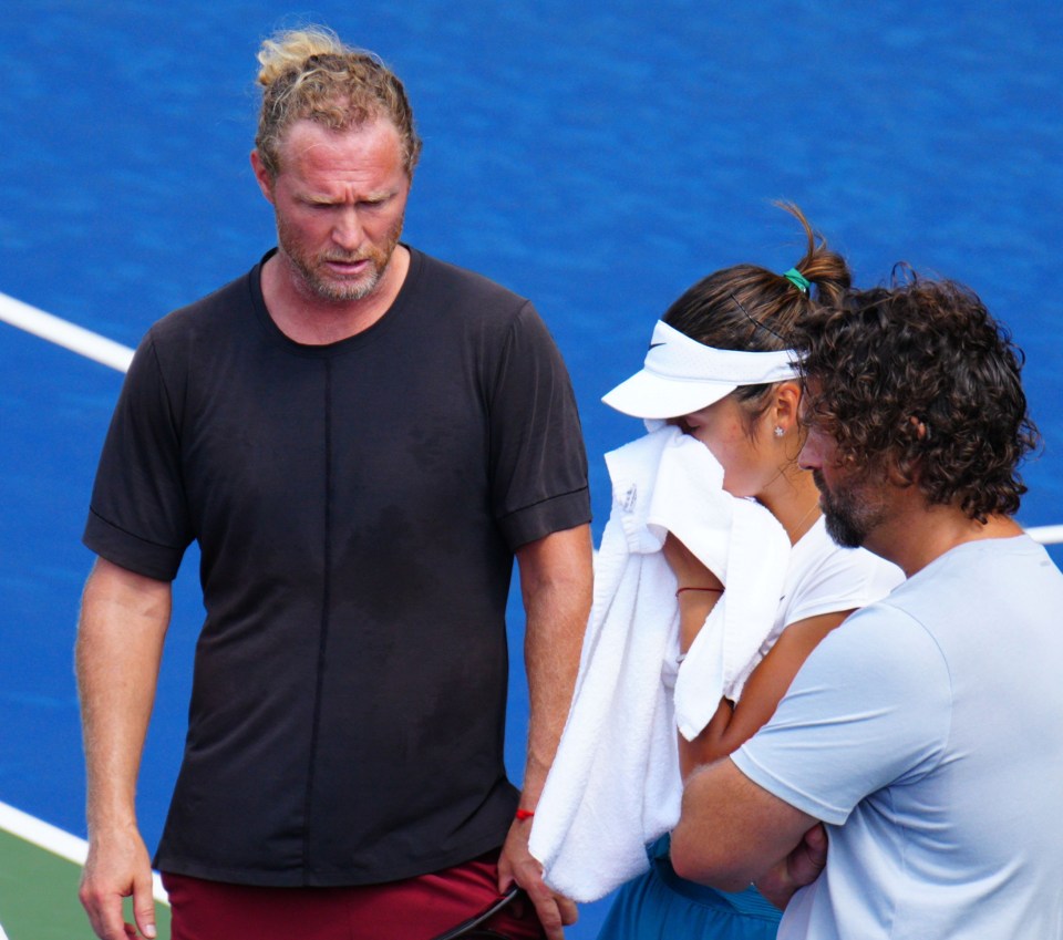 Raducanu was left distressed on the practice court