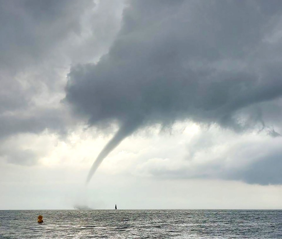 Waterspout in Fowey Harbour captured aboard the tour boat Bonita this afternoon