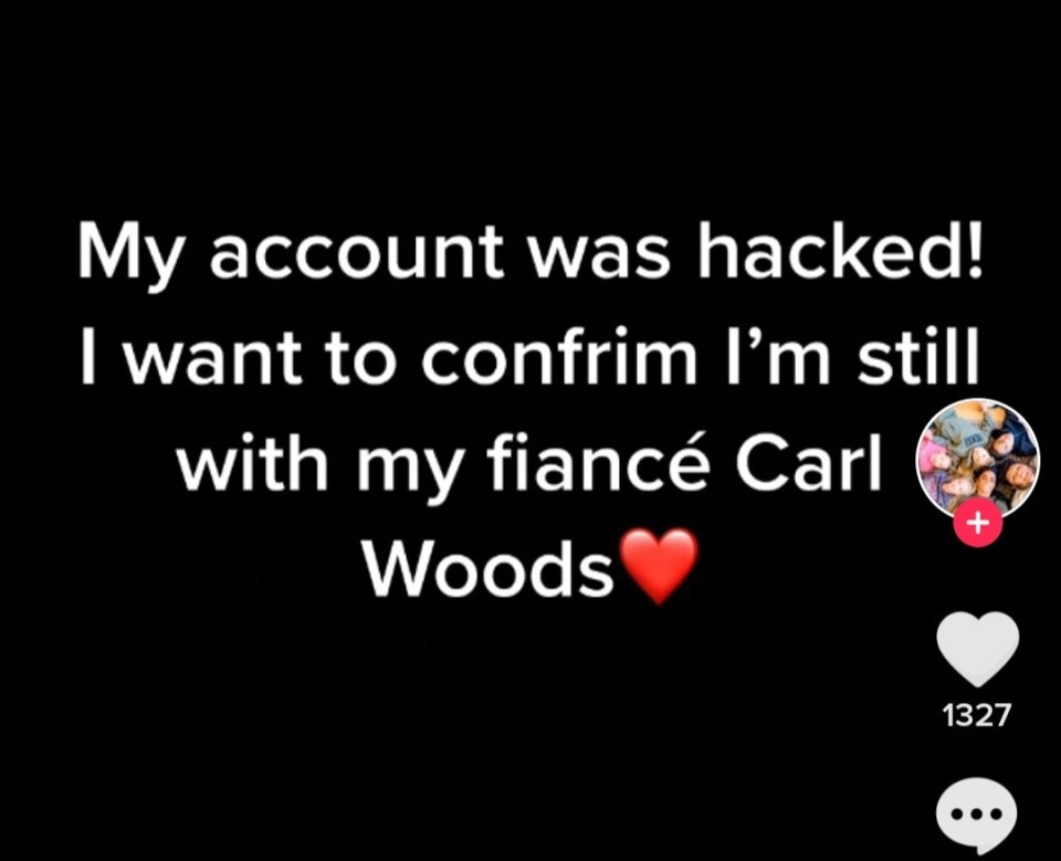 She posed a message online claiming her account had been hacked