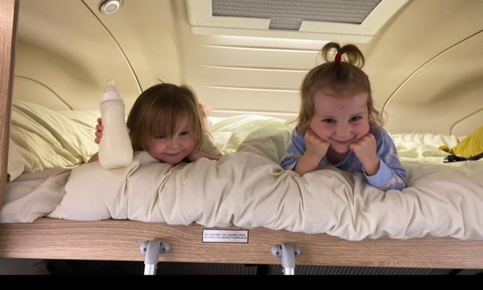 There are numerous areas in the motorhome for sleepovers