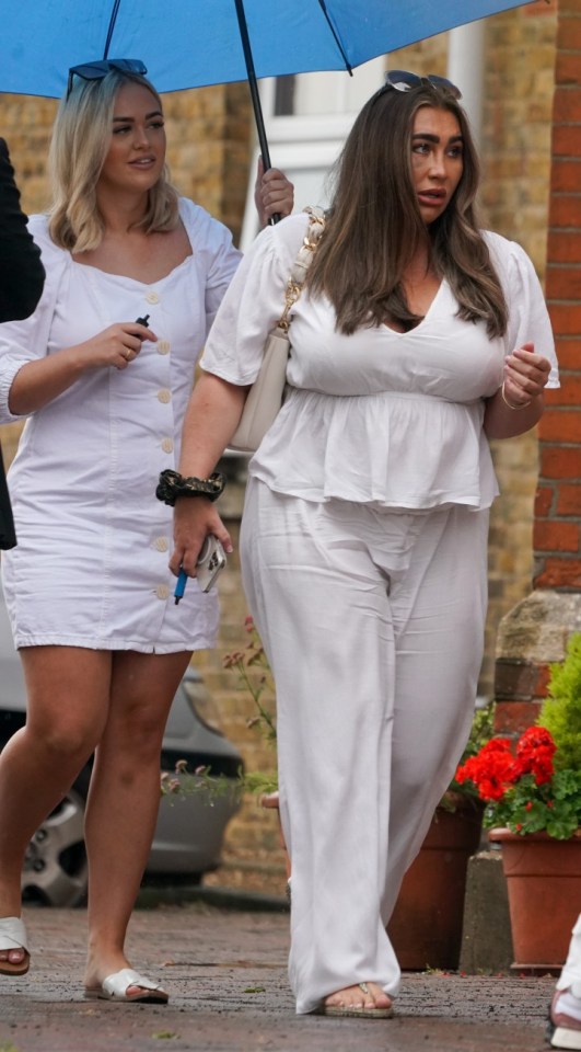 Devastated Lauren was seen arriving at Jake’s funeral in Essex