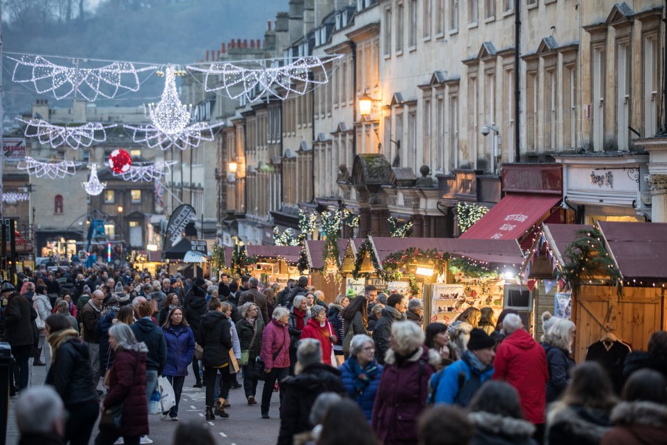 Bath’s Christmas market has its Georgian buildings as a backdrop