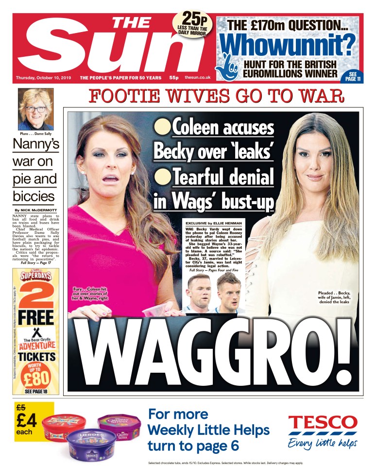 The Sun reported on the Wags at war