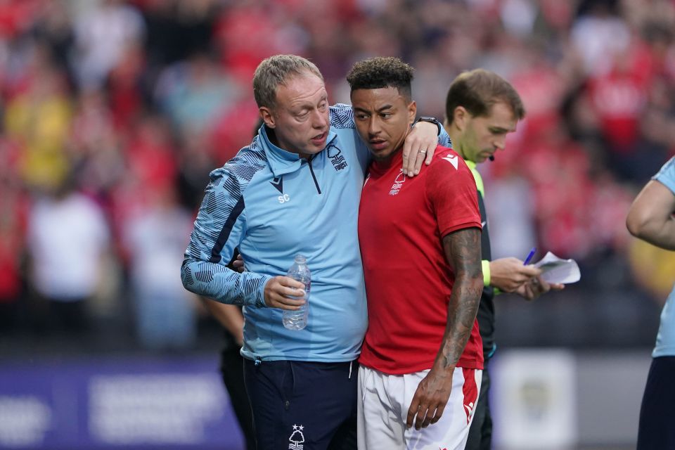 Jesse Lingard with Forest boss Steve Cooper