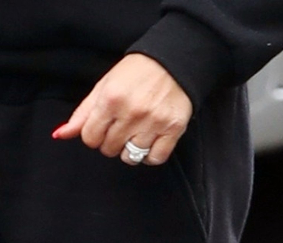 The star was spotted with her engagement ring back on