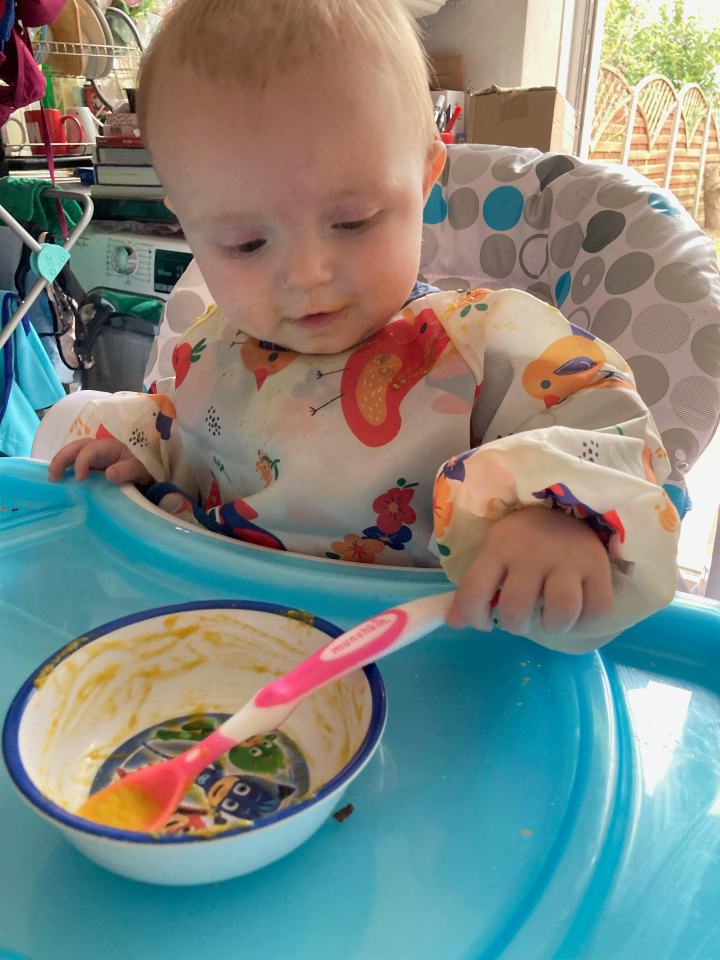 Leuan enjoying his home-made food