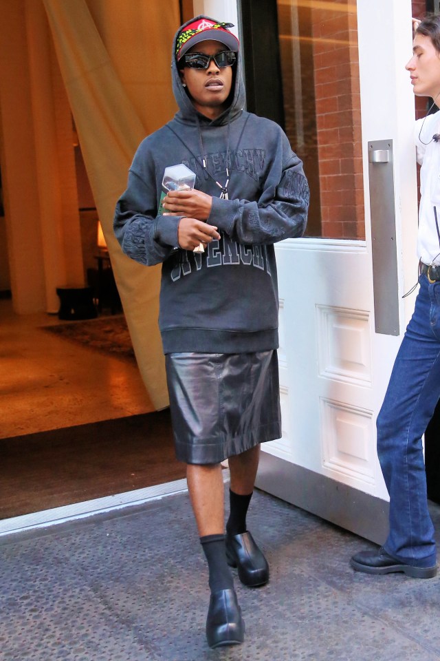 Rapper ASAP Rocky looks like a plonker in this Givenchy leather skirt