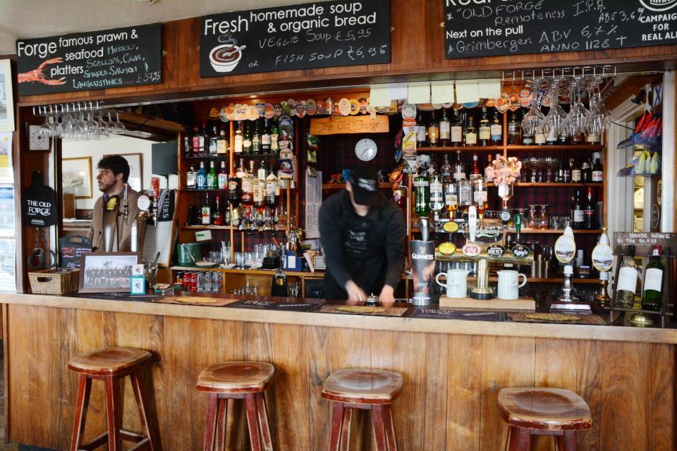 The tiny pub is accessible by a two-day hike through the Scottish Highlands