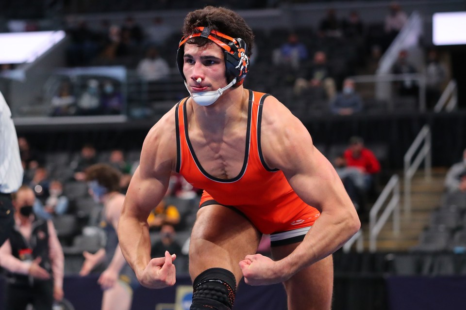 AJ Ferrari of Oklahoma State during the NCAA Division I Men’s Wrestling Championship