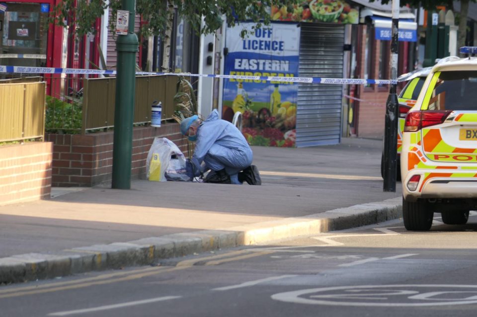 A teenage boy was stabbed to death outside a pizza restaurant in East London today