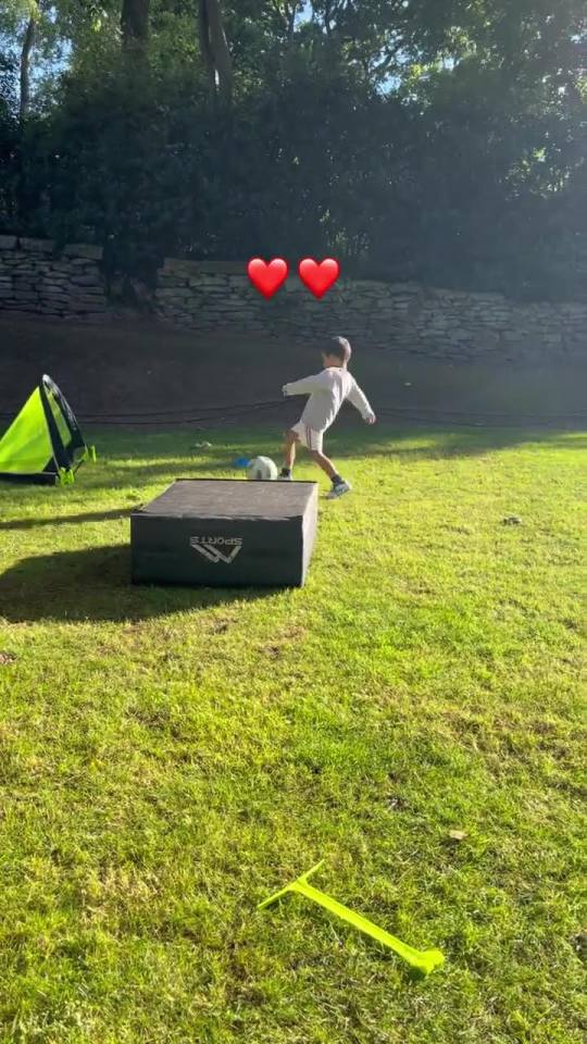 Mateo Ronaldo was training with older brother Cristiano Jr in their garden