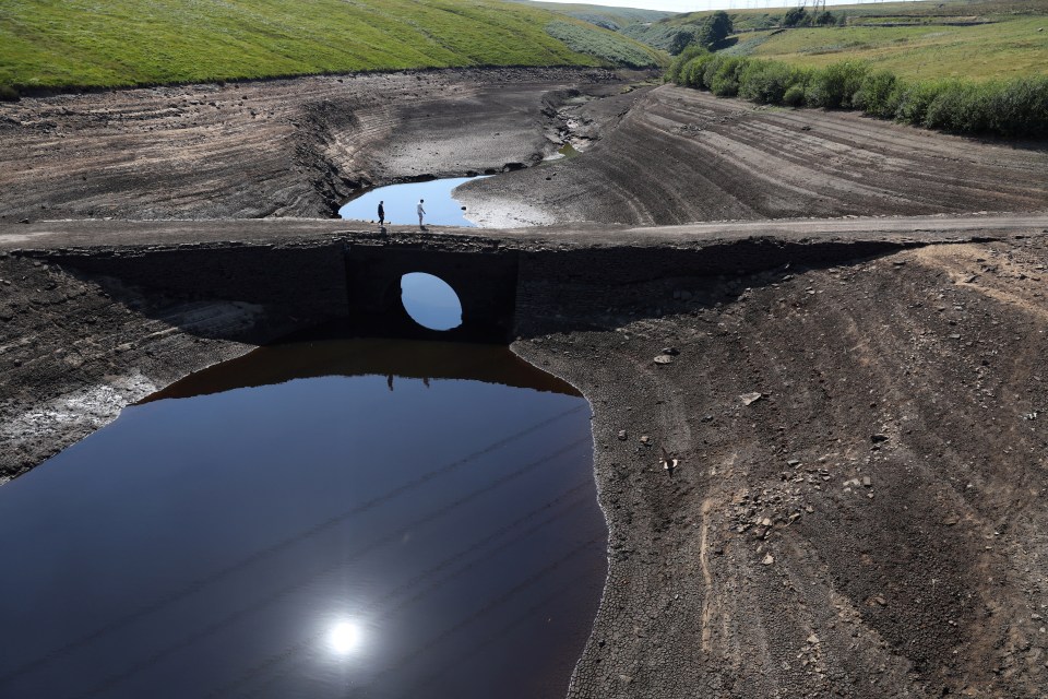 Now, low water levels have revealed its packhorse bridge