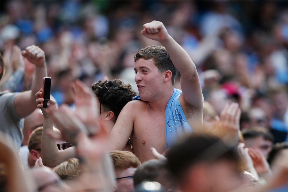 Manchester City fans were forced to endure soaring temperatures without suncream