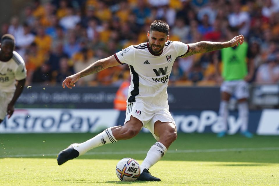 Fulham’s Aleksandar Mitrovic takes his doomed penalty