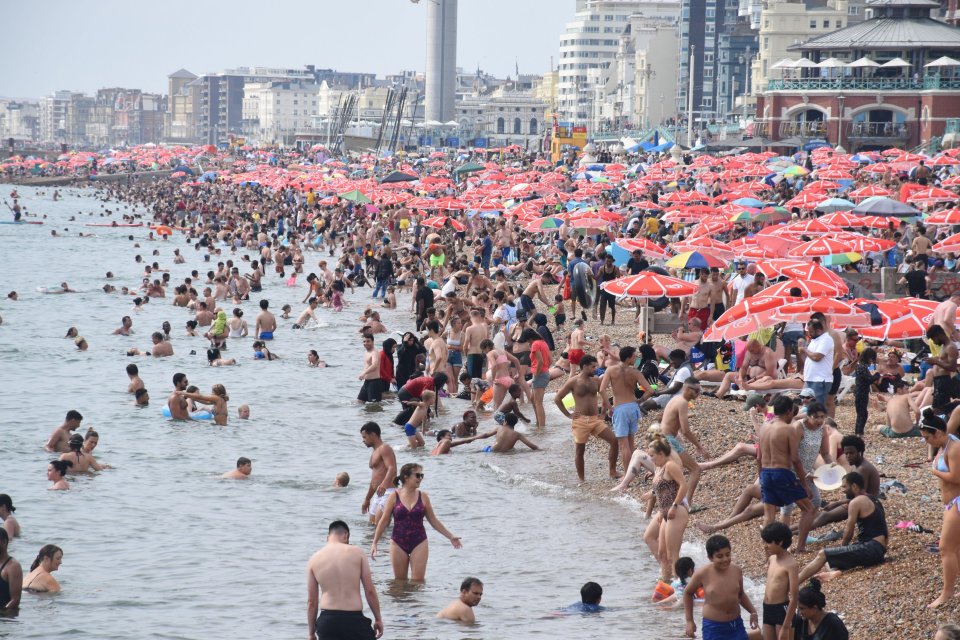 Brits soaked up the last of the rays yesterday at Brighton beach