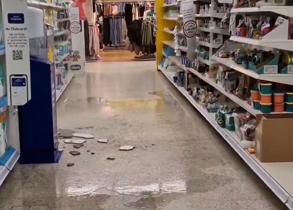 Water poured into the supermarket