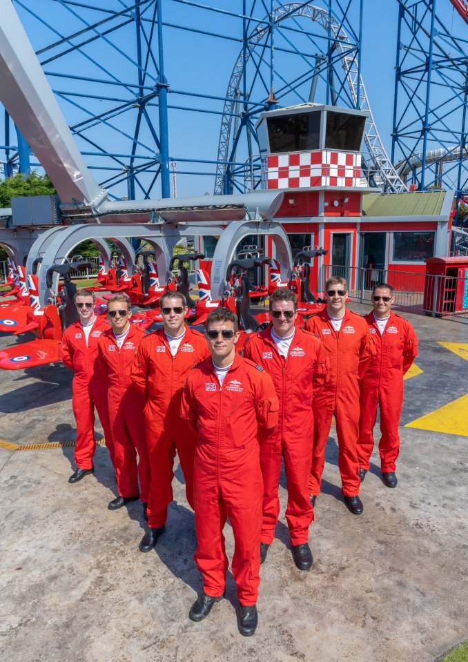 The RAF’s aerobatic team went for a tailspin on the Red Arrows Skyforce, a 72ft-high, 12-seat ride at Blackpool Pleasure Beach