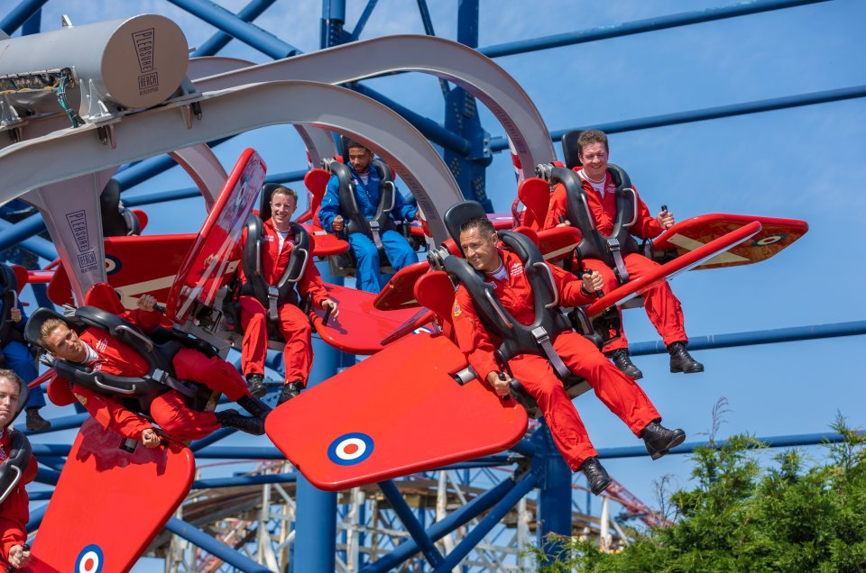 Daring Red Arrows pilots were passengers for once when they tried out a ride named after them