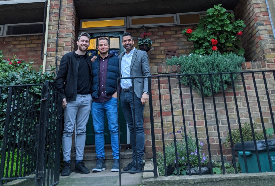 Bill (right) and his two friends stunned DIY fans after transforming a “dull” north London flat into a slick modern pad