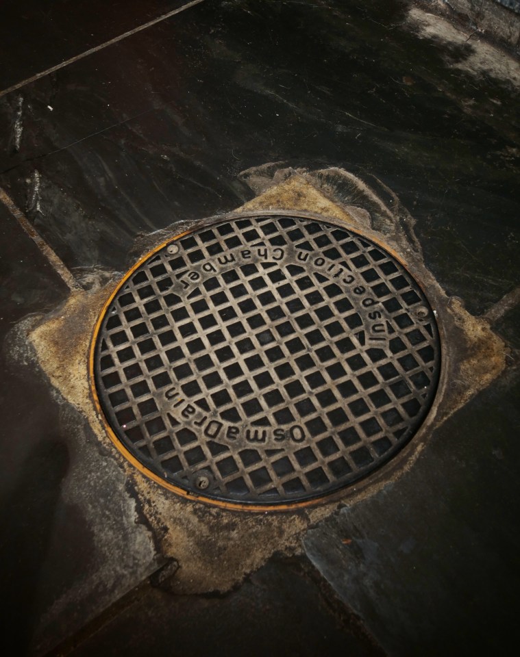 The pub has several drain covers from which the water rises and falls