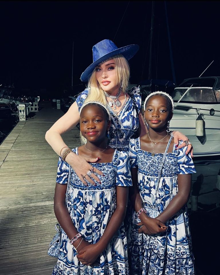 Madonna with twin daughters Stelle and Estere