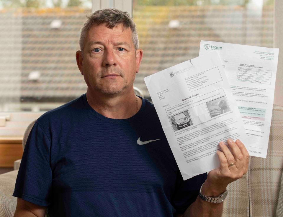 Evan Armstrong Jr, 57, says he was given a £160 fine for leaving a carpark too slowly