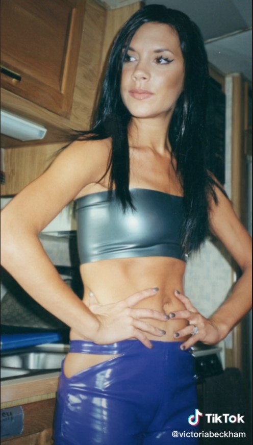 Posh Spice rolled it back to her younger days with this latex boob tube pic