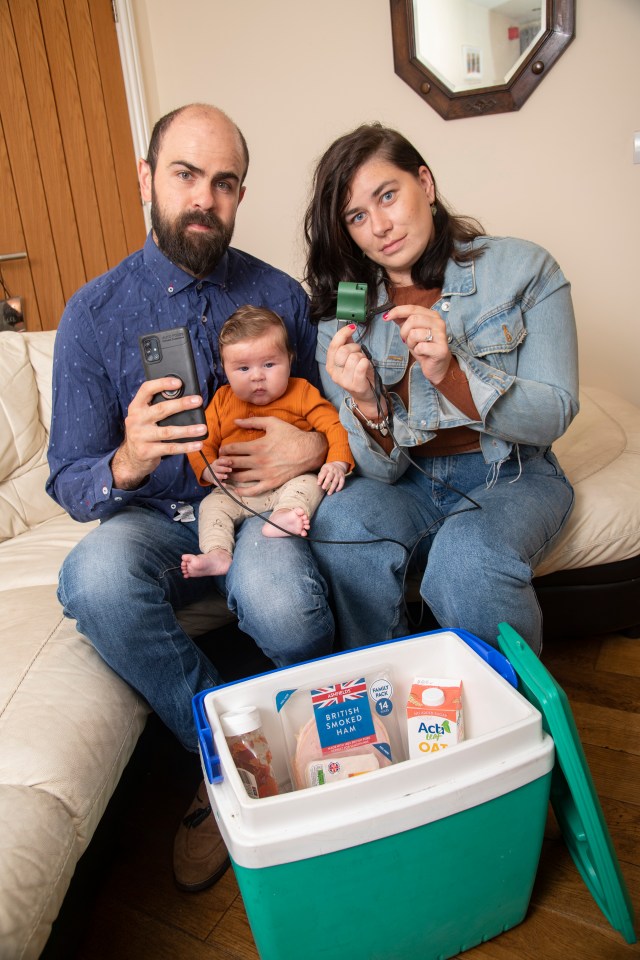 Chloe McIntyre, 28, and her fiancé Jack Gordon, 30, are having to use cool boxes instead of their fridge to store food.