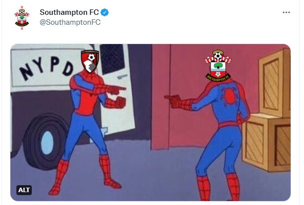 Southampton were quick to poke fun at rivals Bournemouth following their heavy defeat