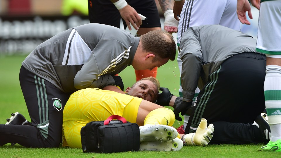 Medics patched Hart up before applying staples during a seven-minute stoppage