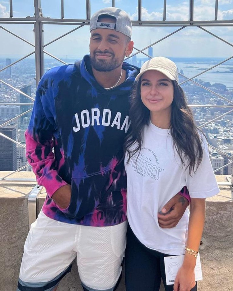 Nick Kyrgios and girlfriend Costeen Hatzi pose up the Empire State Building