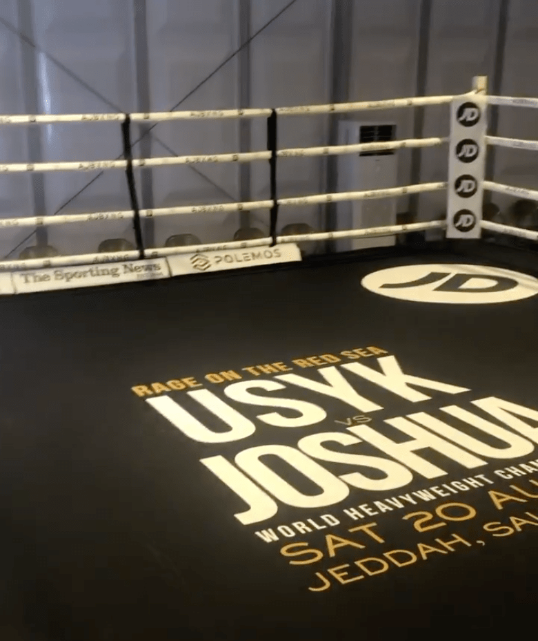 AJ's gym includes a boxing ring for sparring