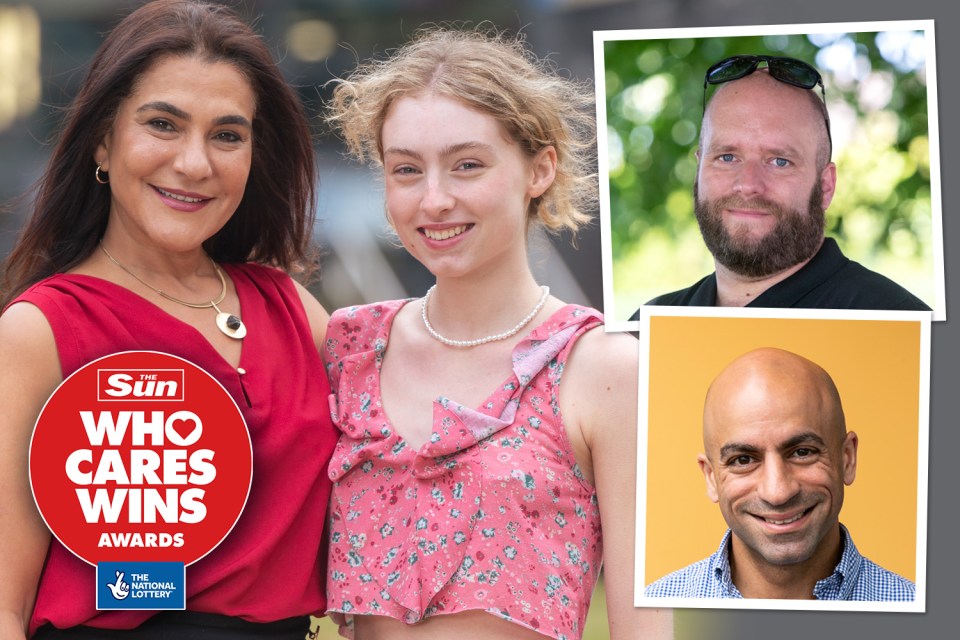 Dr Azza Aglan (l) has been nominated by Beth McKenzie (r), alongside Pete White (top r) and Dr Ahmed Hankir (bottom r) for the Who Cares Wins awards.