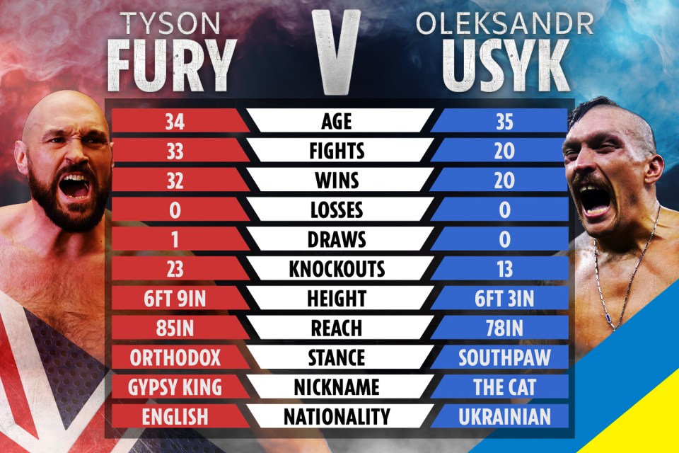 The tale of the tape: Tyson Fury vs Oleksandr Usyk