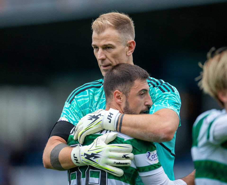 Juranovic hugs former Premier League golden glove winner Joe Hart