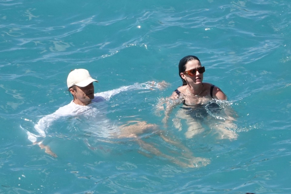 US singer Katy, 37, sure enjoyed a dip in the sea