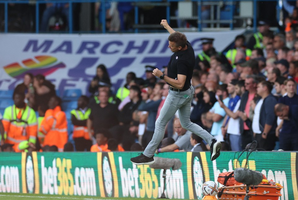 Jesse Marsch passionately celebrated Leeds' opener